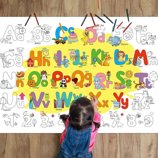 ZOIIWA Hello Summer Coloring Poster Giant Coloring Poster Large Summer Coloring Tablecloth Jumbo Coloring Books Classroom Home Birthday Party Supplies Favor 31.4 x 43.3 Inch