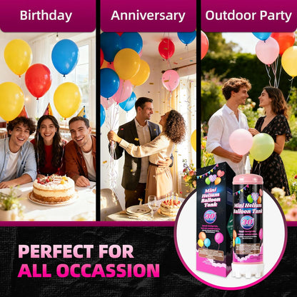 Portable Mini Helium Tank for Balloons at Home - Fills Up To 30+ Latex Balloons, Compact Disposable Helium for Long Float Time for Party, Compact & Easy Storage