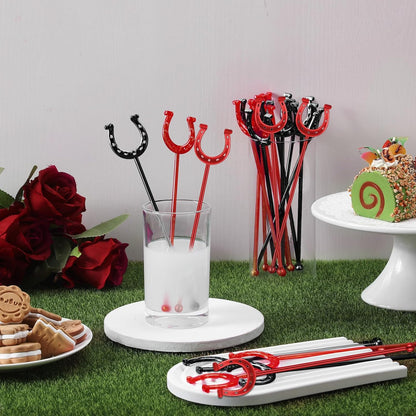 6 Inch Derby Drink Plastic Stirrers Swizzle Sticks for Cocktails Coffee Reusable U Shaped Horseshoe Drink Stirrers for Coffee Beverage Party Bar Weddings Events(Gold,30 Pcs)