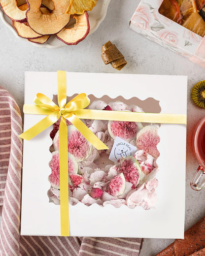 qiqee White 6x6x5 Cake Box, 4 Sets White Cake Box with Window ＆ 4 Sets 6" White Cake Round Boards, 6inch Cake Containers