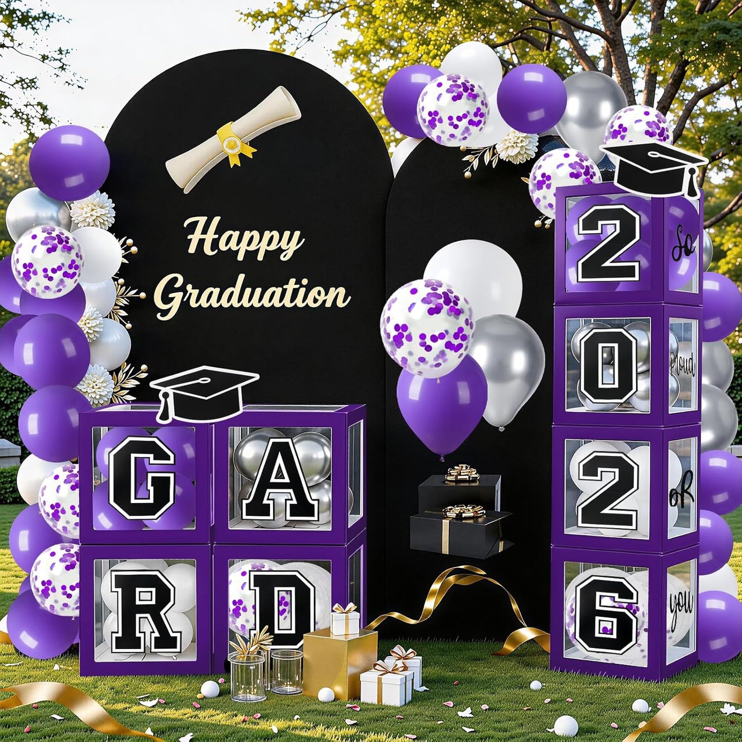 Graduation Decorations 2026 Graduation Party Decorations Set of 4 Boxes with 129pcs Balloons Arch Garland Kit Party Supplies for Any Grades Blue