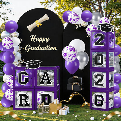 Graduation Decorations 2026 Graduation Party Decorations Set of 4 Boxes with 129pcs Balloons Arch Garland Kit Party Supplies for Any Grades Blue
