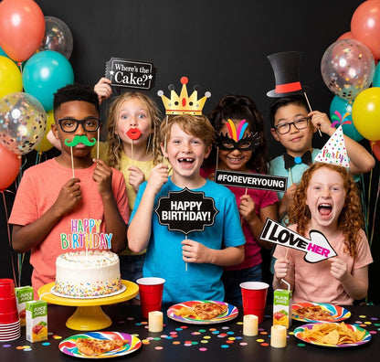Funny Birthday Photo Booth Props - 47 Pieces - Funny Birthday Party Supplies for Him or Her - Photo Booth Decorations, Favors and Gifts