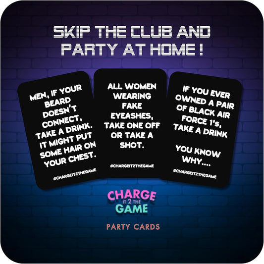 Charge It 2 The Game Drinking Cards – 90-Card Adult Party Game for Bachelorette Parties, 21st Birthdays, and Game Night Fun