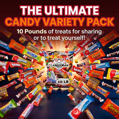 CANDYMAN (5 LB) Chocolate Candy Variety Pack — Individually Wrapped Bulk Candy Mix, Fun & Mini Size Treats for, Pinata Fillers for Kids, Party Favors, Father's Day, Ship with Ice