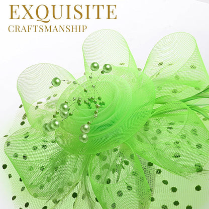 DRESHOW Fascinators Hat Flower Mesh Ribbons Feathers on a Headband and a Clip Tea Party Headwear for Girls and Women - Colors A