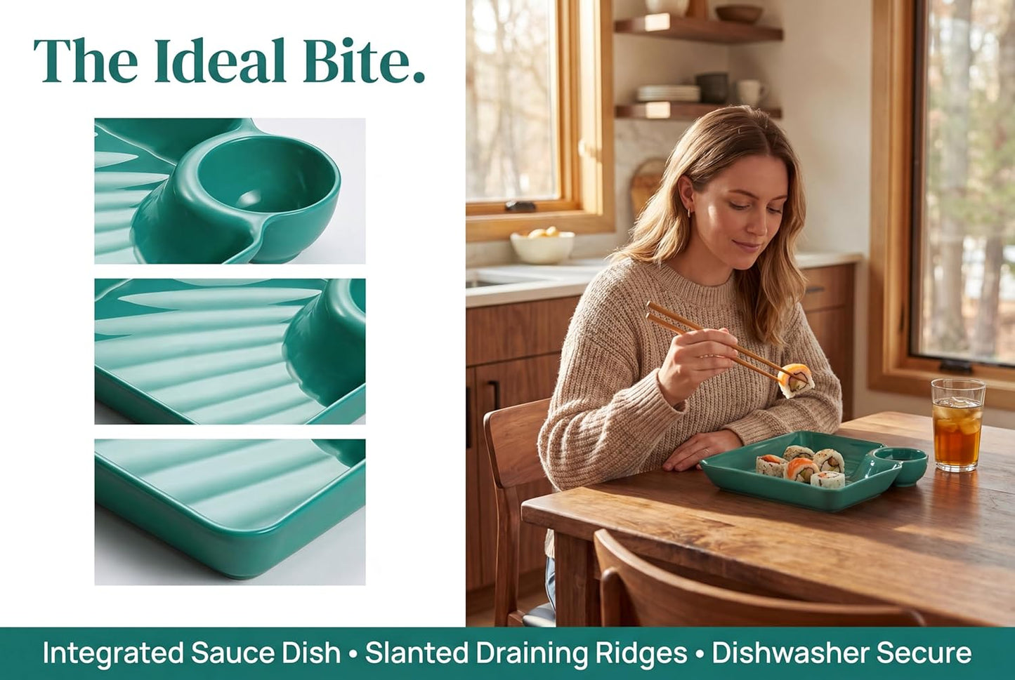 8-Pack 4-Color Chip and Dip Plates with Sauce Compartment, Reusable PP Plastic Divided Serving Trays, Stackable for Appetizer Salsa Dumpling Sushi, Dishwasher Safe
