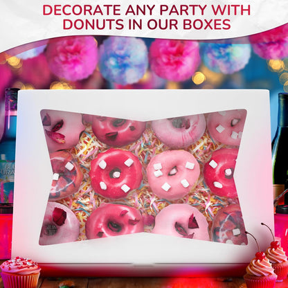 10Pcs Half-Sheet Cake Boxes 19x14x4" - White Bakery Boxes with Window, Pastry and Dessert Box Set for Mothers Day Gifts & Cake Presentation, Glossy Flip Top Boxes for Cakes, Cupcakes, Cookies & Donuts