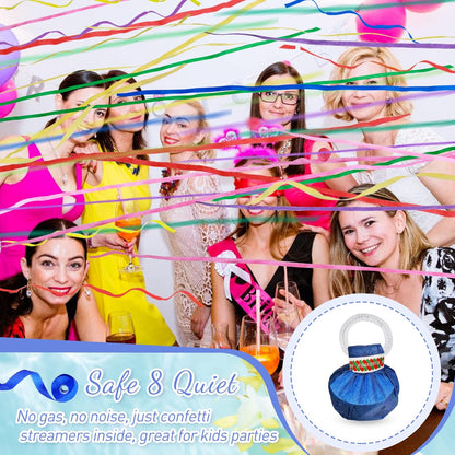 No Mess Streamers,12Pack Colorful No Mess Confetti Poppers,Party Poppers for Birthday,Wedding,Celebrations,School Opening,Graduation,Retirement Party