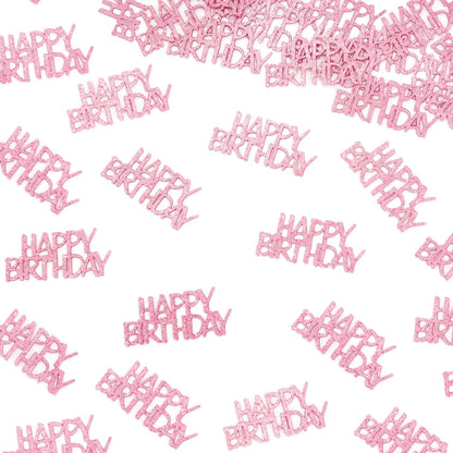 Pink Happy Birthday Confetti - Girl Birthday Party Decorations - Light Pink Glitter Scatters for Baby Girl Party Table Decor Supplies - 100PC