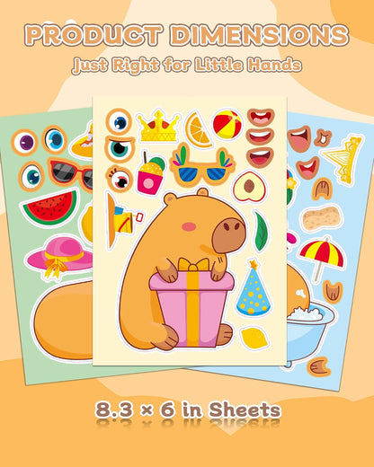 Aowplc 36 Pcs Make-A-Face Sticker Sheets Kids Party Favors Mix and Match Stickers with Dinosaurs, Mermaids, Unicorns, Horses, Farm & Sea Animals for Parties, Birthdays, Classroom Activities & Crafts