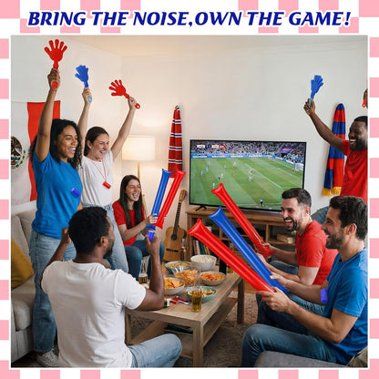 48 Pcs Cheering Noisemakers Set Included 12 Pcs Mini Air Horns Noisemakers 12 Hand Clappers 24 Thunder Sticks for Birthdays Sporting Events (Horn,Blue)