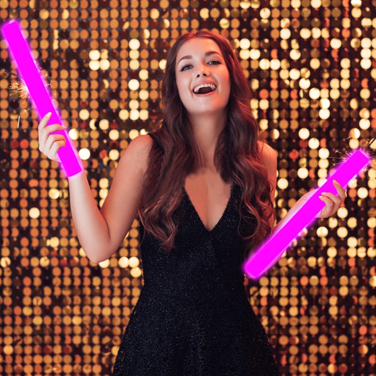 Glow Foam Sticks Bulk, 24 Pcs Red Giant LED Light Up Sticks 3 Modes Flashing Glowing Baton Wands Party Supplies for Wedding, Raves,Concert,Birthday,Christmas, Halloween,Sporting Events