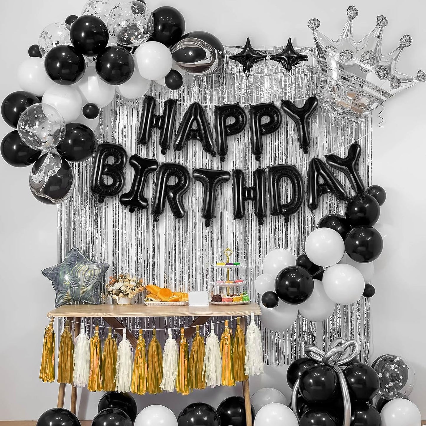 Happy Birthday Balloons Banner, Foil Balloon Personalized Name Letters Balloons Sign Birthday Party Decorations for Women Men Boys Girls Cream