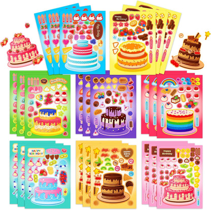 24 Sheets 8.3''×5.9'' Make Your Own Ice Cream Stickers for Toddlers Kids Party Favors, Make a Face Stickers for Kids Activities Supplies Crafts