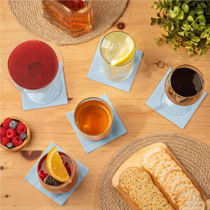 AH AMERICAN HOMESTEAD Cocktail Napkins-Disposable Beverage/Bar Napkins-White Linen-Like Square Napkins-Eco-Friendly & Compostable-Everyday Use, Party or Wedding 4.75inch x 4.75inch (100 Count, White)