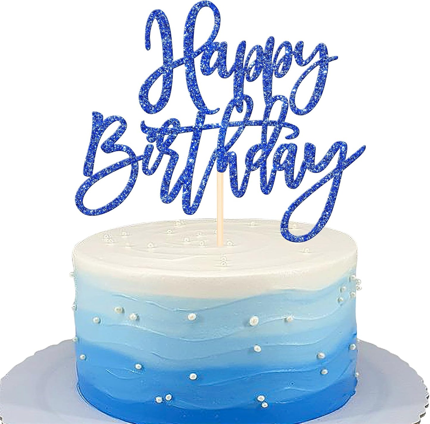 ZHUOWEISM 1 PCS Gold Happy Birthday & Anniversary Cake Topper