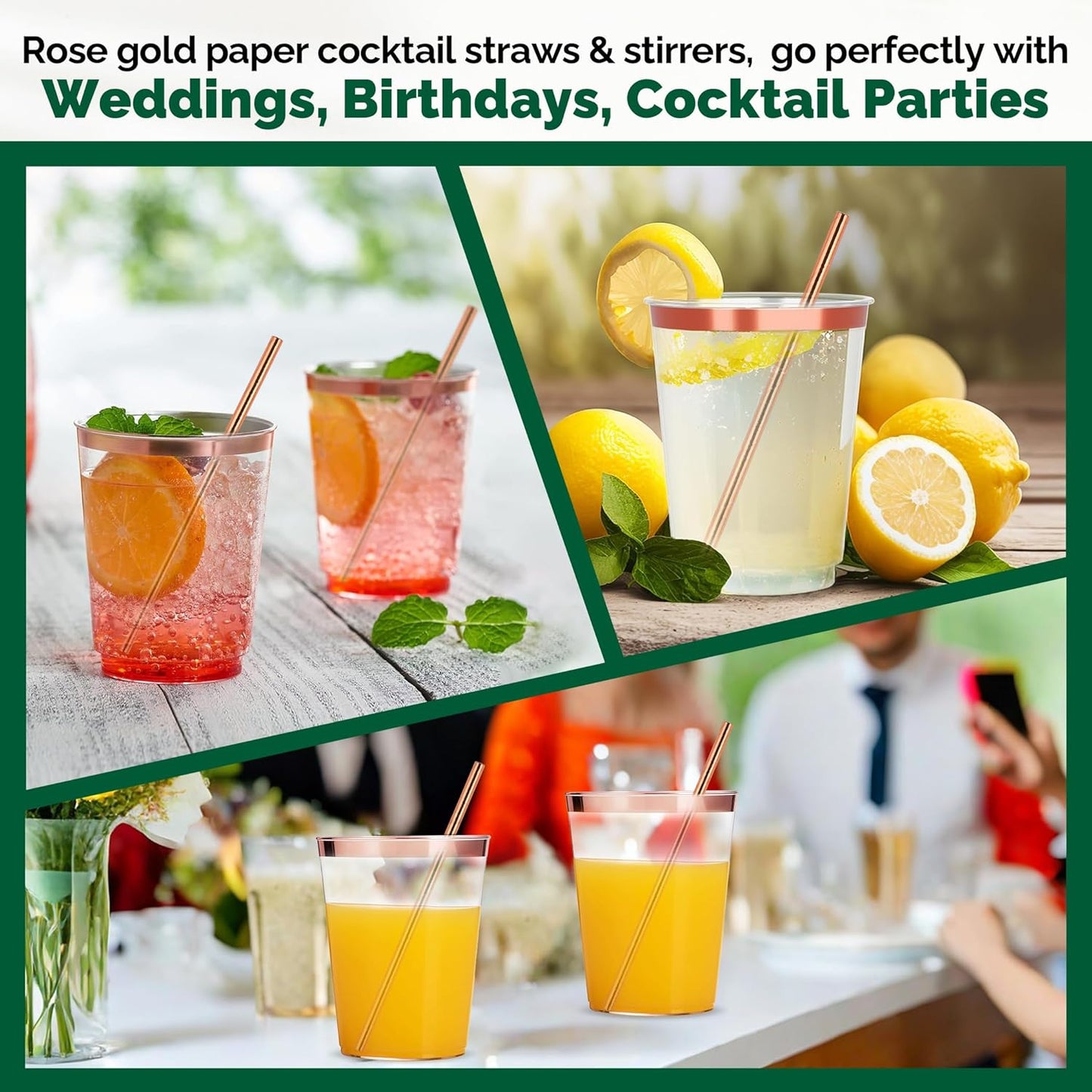 5.75 inch Orange Paper Cocktail Straws, Short Disposable Drinking Straws 500 Counts, Unwrapped - Compostable