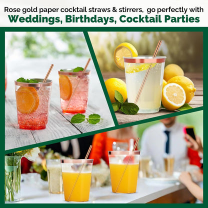 5.75 inch Orange Paper Cocktail Straws, Short Disposable Drinking Straws 500 Counts, Unwrapped - Compostable