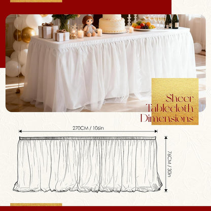 THARAHT Tulle Table Skirt 6FT 180CM Long for Rectangle Tables Round Tables Ruffle Desk Skirt for Princess Girls Birthday Party Cake Dessert Decorations Table Skirt