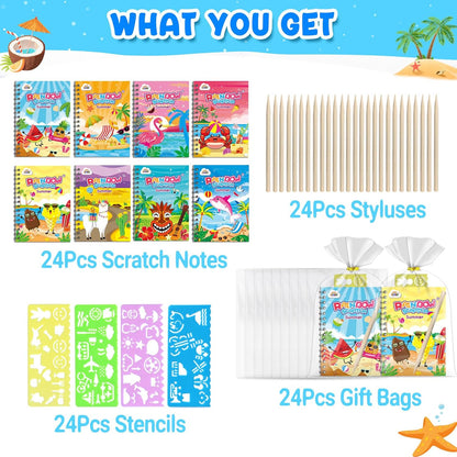 ZMLM 24 Pack Scratch Art Party Favors: Birthday Party Favors for Kids 4-8, Bulk Rainbow Scratch Notebook Paper Pads, Goodie Bags Stuffers Girls Boys Classroom Gifts Crafts Toys