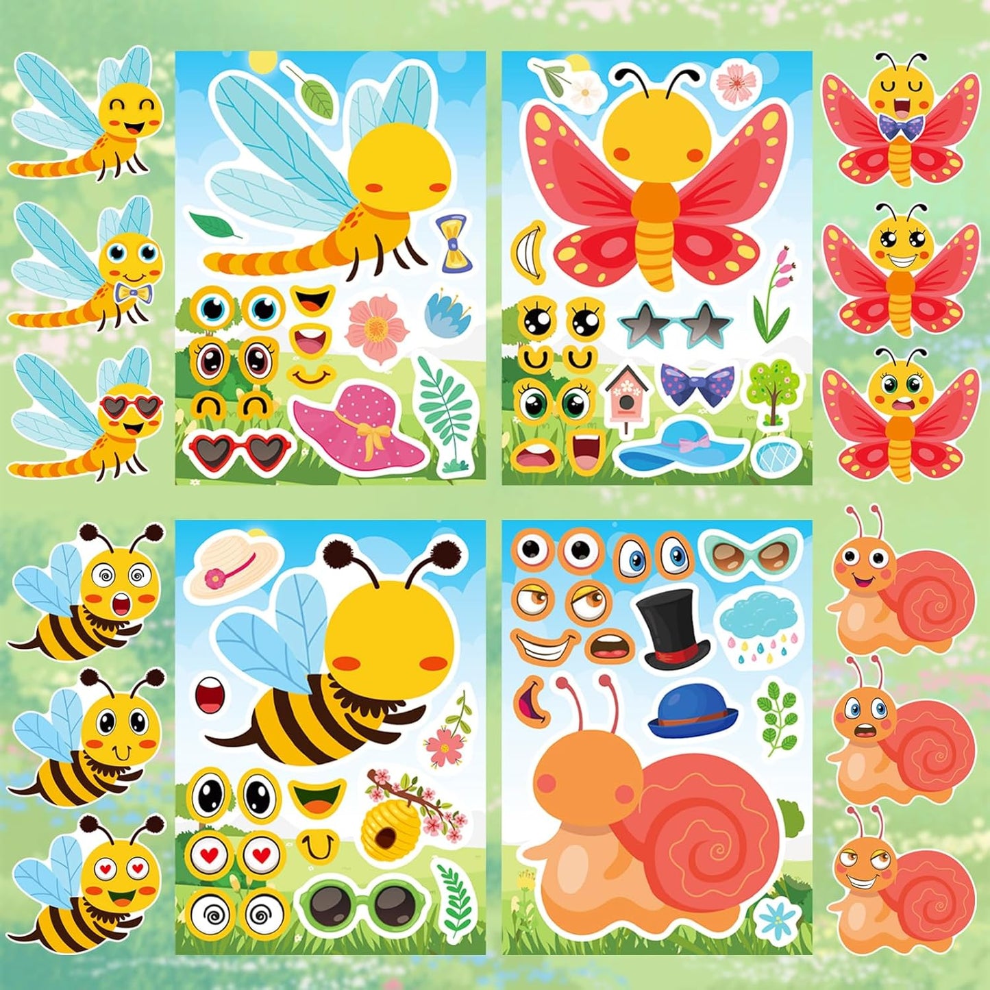 Aowplc 36 Pcs Make-A-Face Sticker Sheets Kids Party Favors Mix and Match Stickers with Dinosaurs, Mermaids, Unicorns, Horses, Farm & Sea Animals for Parties, Birthdays, Classroom Activities & Crafts
