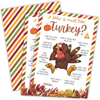 Thanksgiving Scavenger Hunt Game Set, 30 Harvest Stripes Theme Double-Sided Game Cards for Thanksgiving Parties, Family, Friends & Classroom Activities -B04