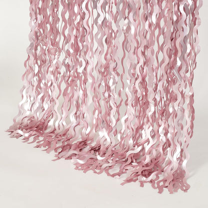 4 Pack Wavy Champagne Gold Metallic Tinsel Foil Fringe Curtains Backdrop - 3.3X6.6ft Foil Fringe Backdrop for Parties | Door Streamers for Birthday | Photo Booth Backdrops Party Decor
