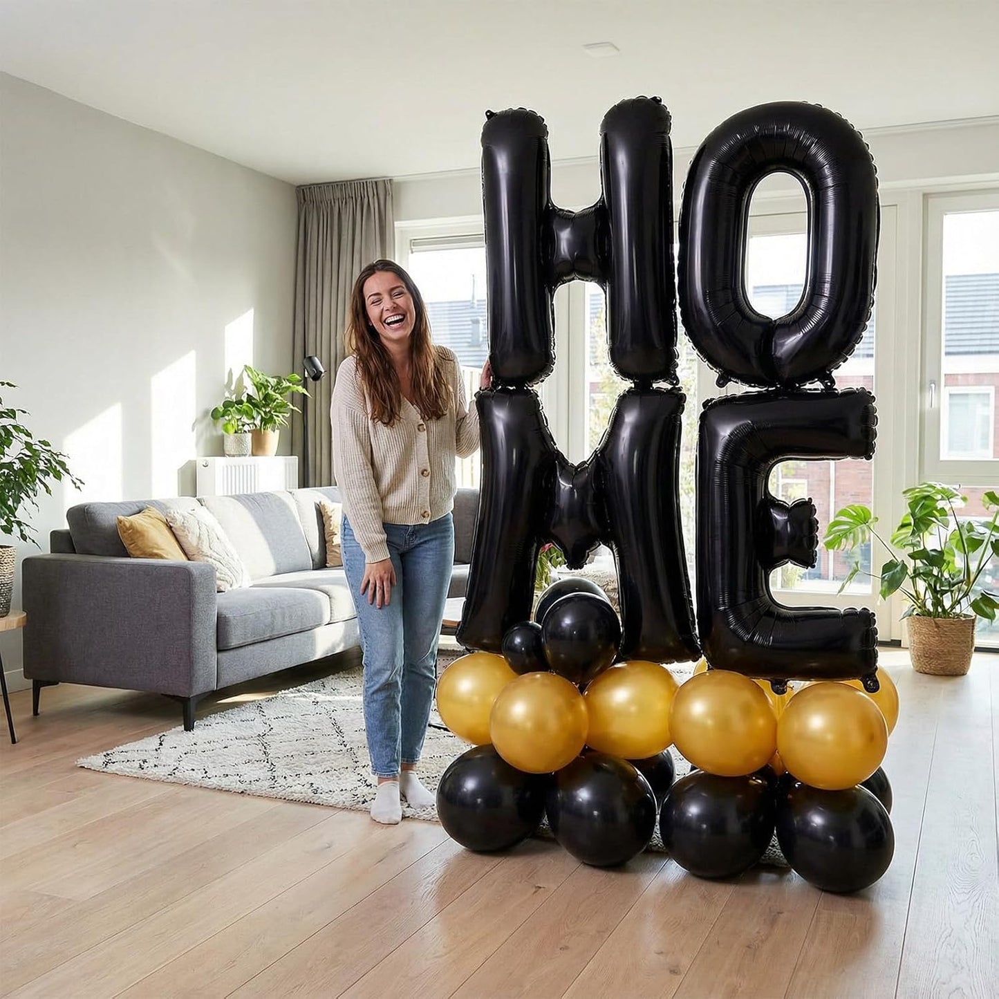 Black Letter A Balloons, 40 Inch Large Foil Letter Balloons, Custom Phrase Balloon for Birthday Party Wedding Anniversary Decoration (Black A)