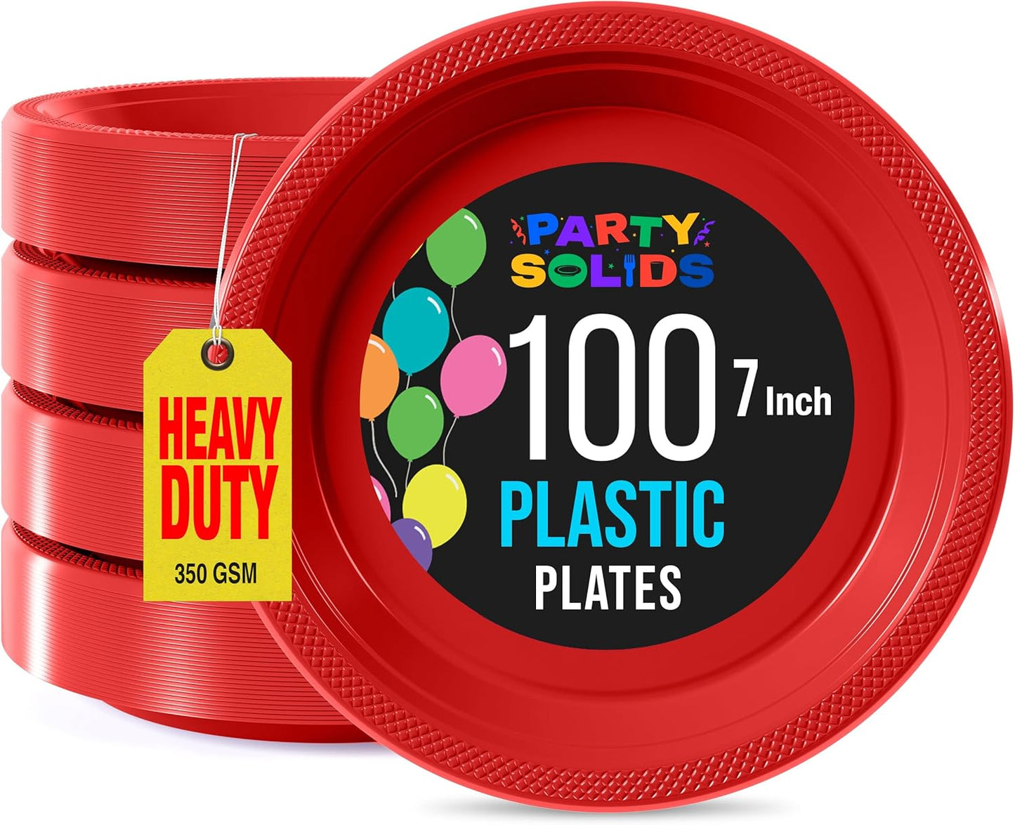 Party Solids Black Plastic Plates For Party 10" Black Disposable Plates For Party Supplies 100 Pcs Plastic Dinnerware Sets Heavy Duty 350 GSM Disposable Dinnerware Set