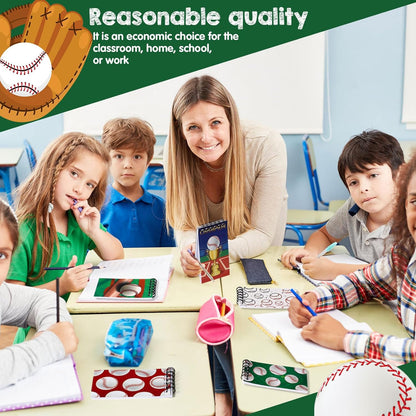 Faccito 32 Pcs Mini Notepads Sports Basketball Baseball Football Soccer Party Supplies Goodie Bag Stuffers Notepads Spiral Mini Notebooks for Reward(Baseball)