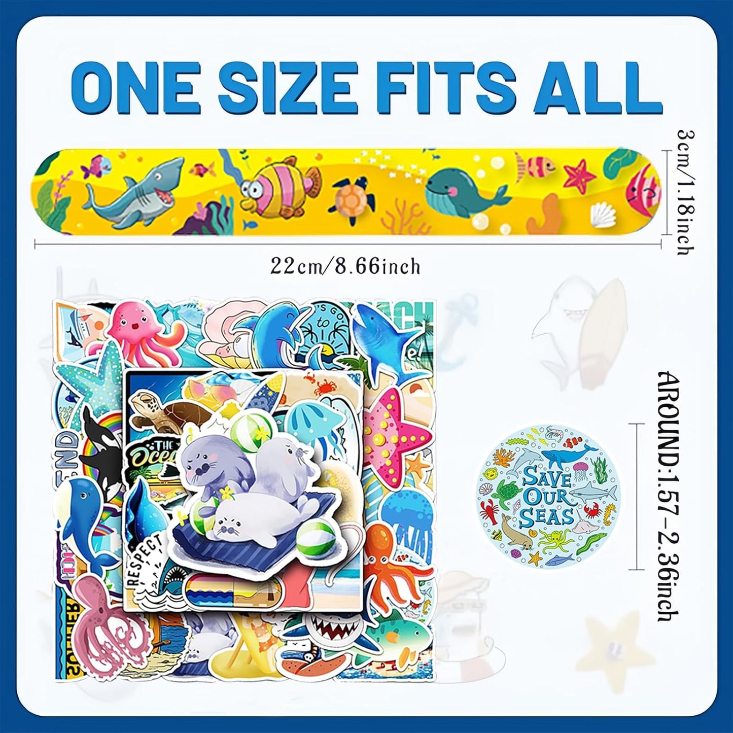 CZWXOXO 74Pcs Dinosaur Theme Party Favors Contain 24 Pcs Slap Bracelets 50Pcs Stickers, Dino Theme Birthday Party Decorations,Classroom Rewards Supplies.