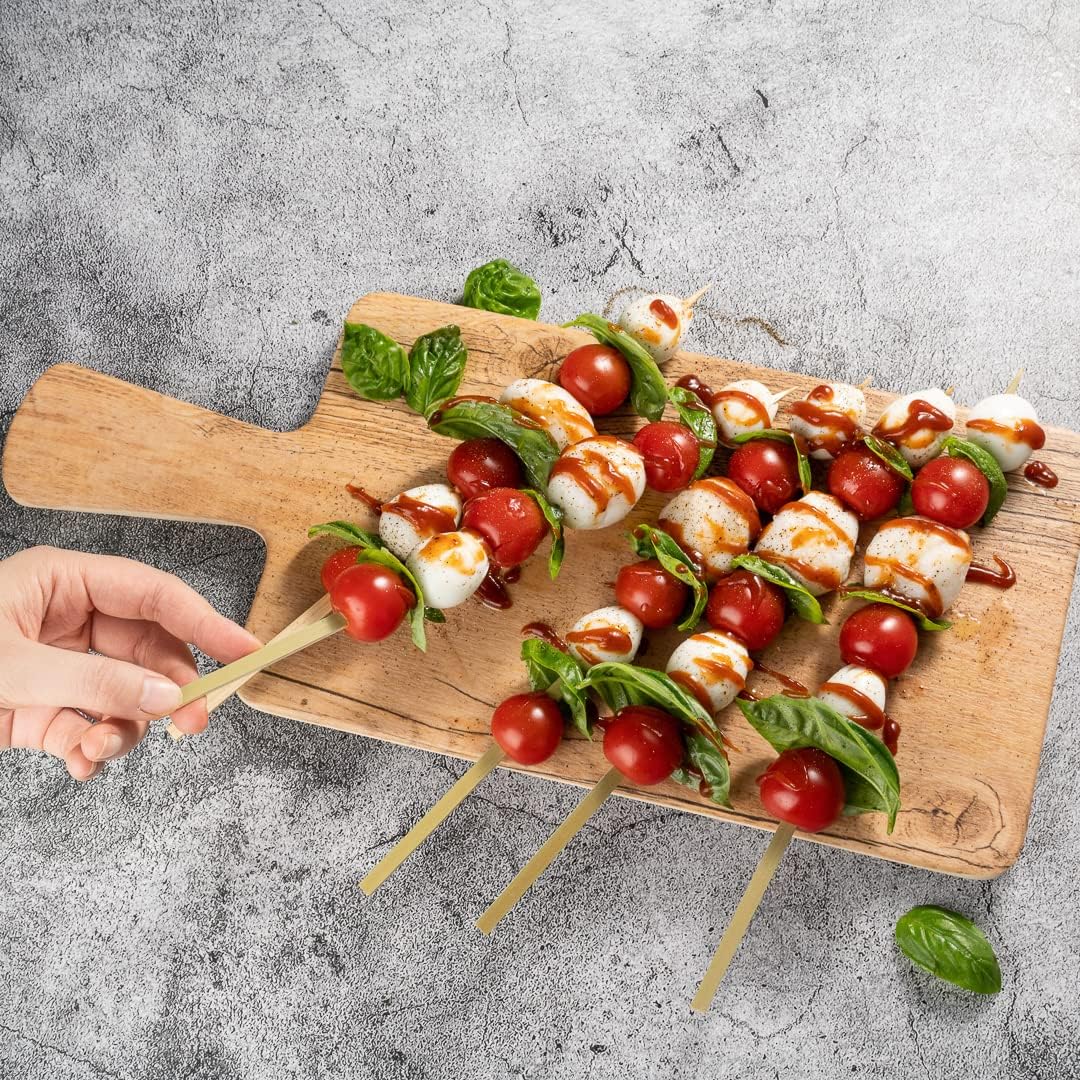 3.5 Inch Cocktail Picks, 100 Disposable Appetizer Skewers - Cylinder Top, Sturdy, Natural Bamboo Decorative Toothpicks, For Barbeques, Parties, Or Buffets