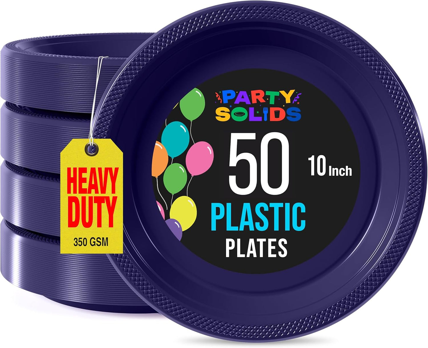 Exquisite Party Solids Red Plastic Plates For Party Supplies 10" Red Disposable Plates Heavy Duty 50 Pcs Plastic Dinnerware Sets Heavy Duty 350 GSM Disposable Dinnerware Set