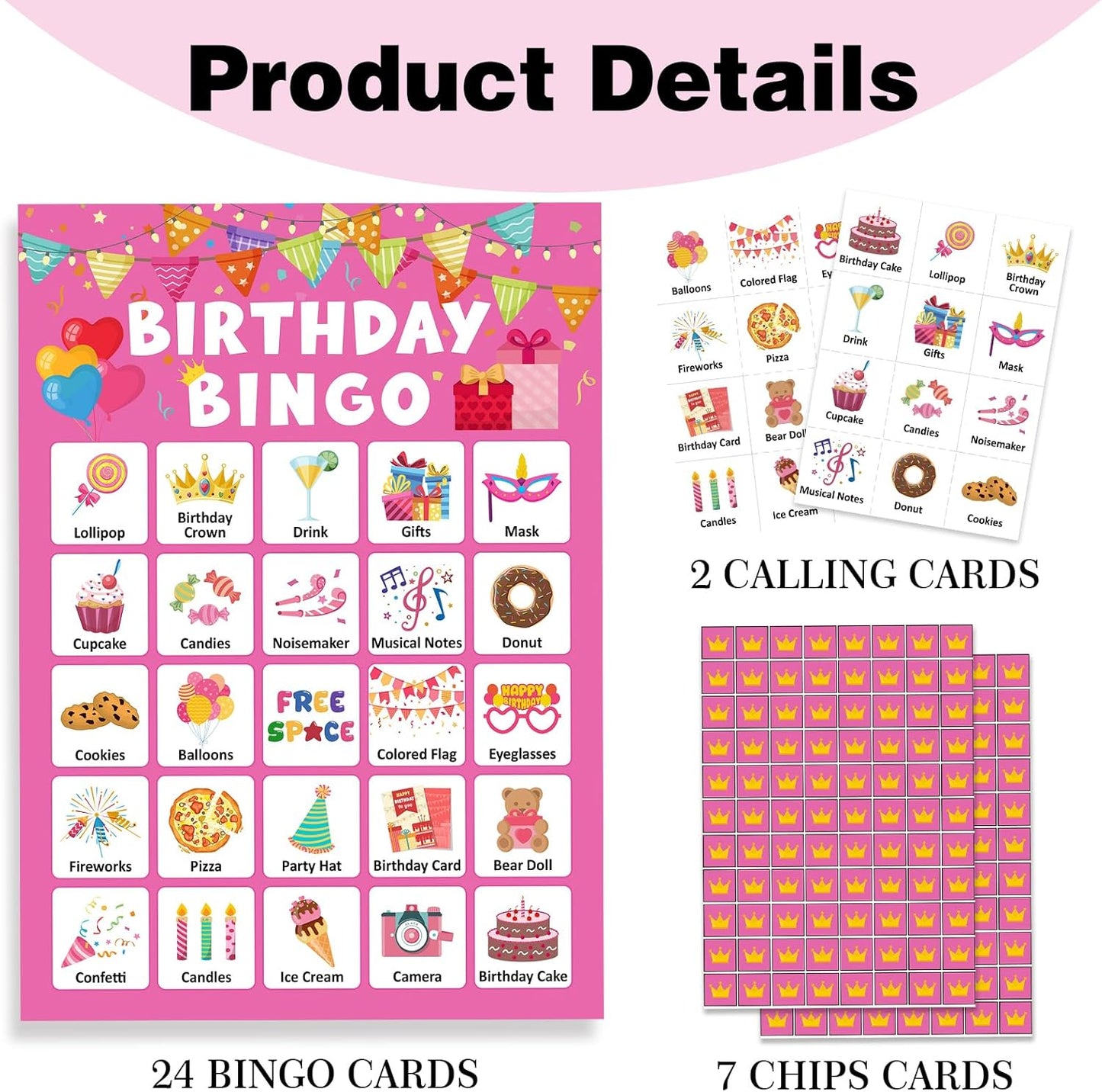Pink Bow Baby Shower Bingo Games, 24 Player Pink Bingo Cards for Baby Shower, Gender Reveal Party Games Favors Supplies Decorations