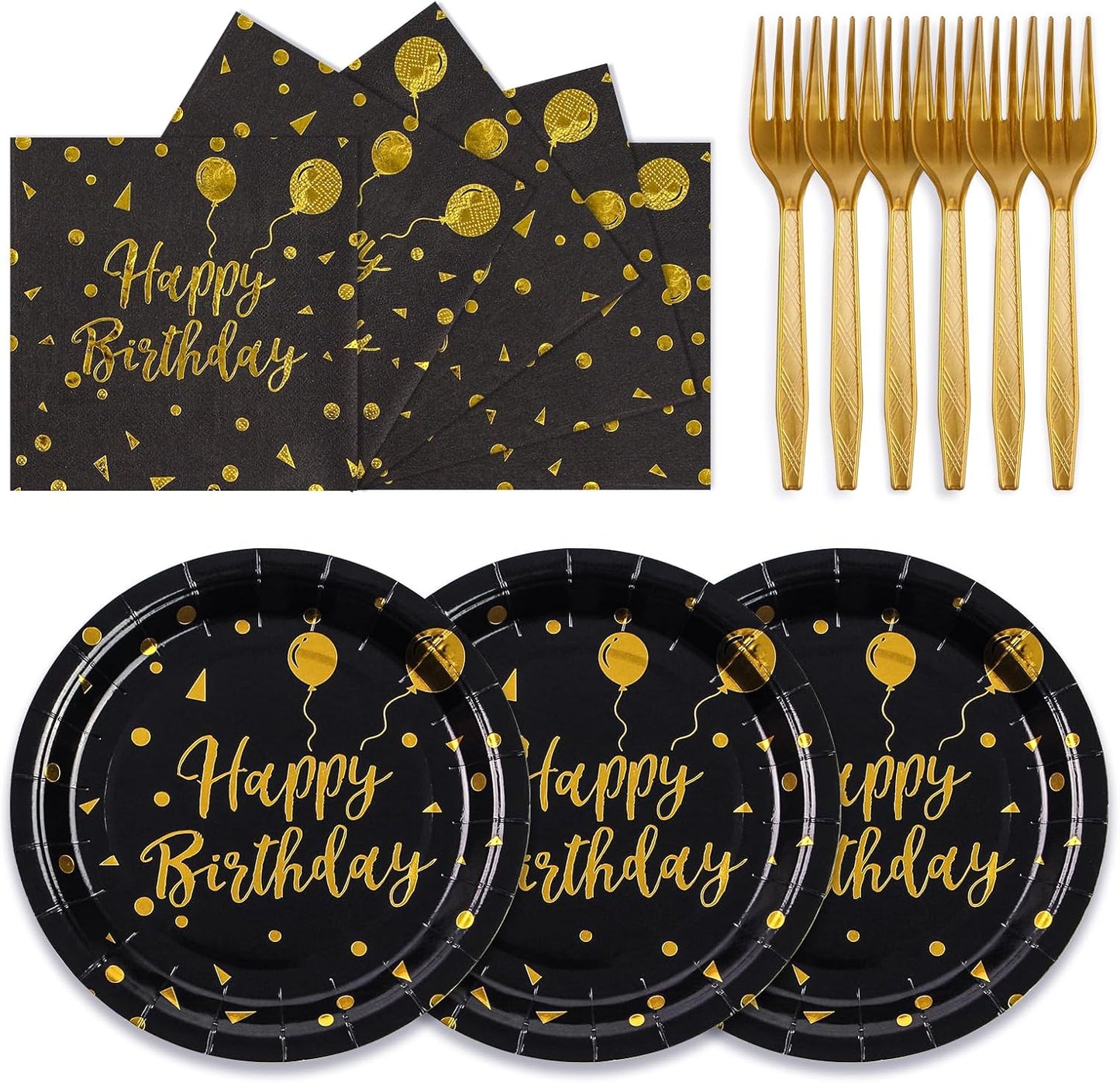 75PCS Paper Plates and Napkins Set - White and Gold Dot Disposable Party Dinnerware Includes Paper Plates, Napkins, Forks Decorations for 2026 New Year, Birthday, Wedding and Holiday, Serves 25