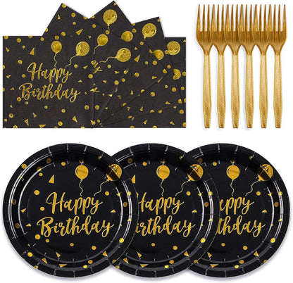 75PCS Paper Plates and Napkins Set - White and Gold Dot Disposable Party Dinnerware Includes Paper Plates, Napkins, Forks Decorations for 2026 New Year, Birthday, Wedding and Holiday, Serves 25