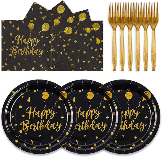 75PCS Paper Plates and Napkins Set - White and Gold Dot Disposable Party Dinnerware Includes Paper Plates, Napkins, Forks Decorations for 2026 New Year, Birthday, Wedding and Holiday, Serves 25