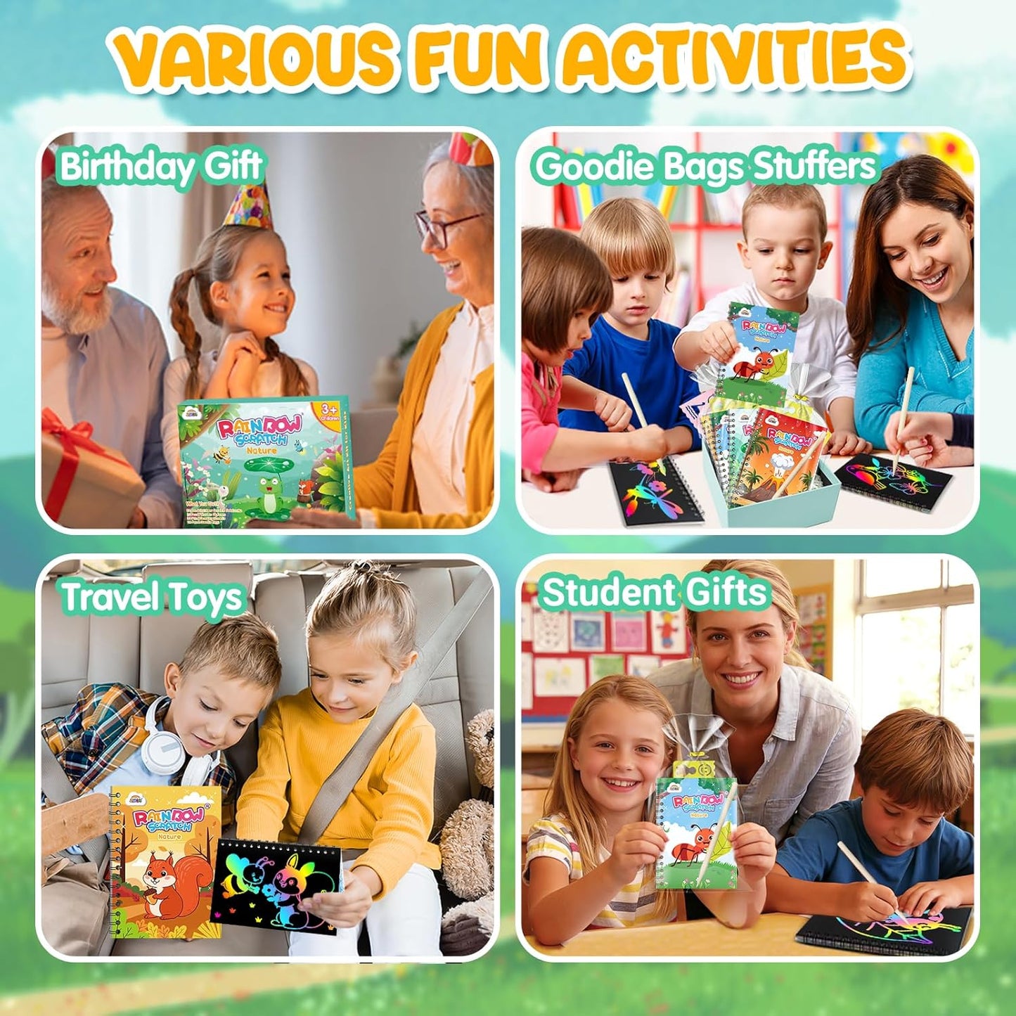 ZMLM 24 Pack Scratch Art Party Favors: Birthday Party Favors for Kids 4-8, Bulk Rainbow Scratch Notebook Paper Pads, Goodie Bags Stuffers Girls Boys Classroom Gifts Crafts Toys