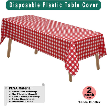PARTY ULYJA White Plastic Tablecloths 2 Pack Disposable Table Covers 54 x 108 Inch Bridal Shower PEVA Vinyl Table Cloths for Picnic Birthday Wedding Banquet Parties 8 ft Rectangle Table Use