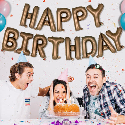 Happy Birthday Balloons Banner, Foil Balloon Personalized Name Letters Balloons Sign Birthday Party Decorations for Women Men Boys Girls Cream