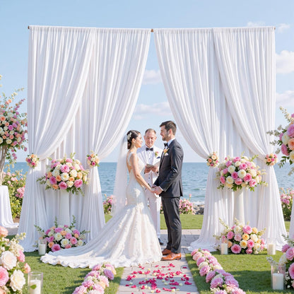 10ftx10ft Black Backdrop Curtains for Weddings Parties, Wrinkle Free 2 Panels Silky Polyester Photo Backdrop Drapes Back Drop Cloth Drapery for Birthday Mother'sDay Photography Background