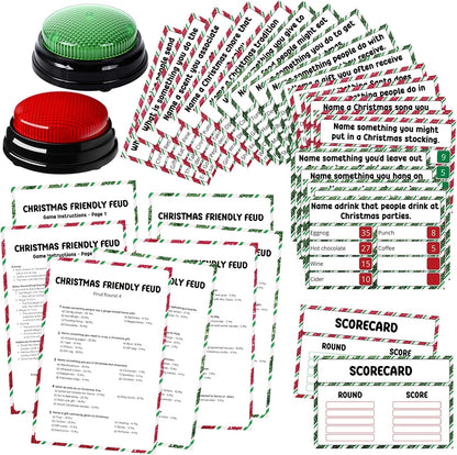 20 Pcs Retirement Friendly Feud Game Set Retirement Party Game Trivia Quiz with 18 Card 2 Buzzer for Adults Family Games Activities Party Supplies, Battery Not Included