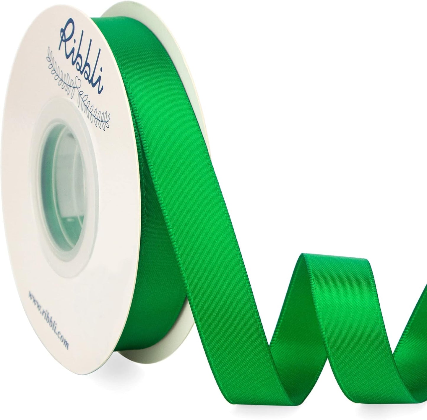 Ribbli Double Faced White Satin Ribbon,3/8” x Continuous 25 Yards,Fabric Ribbon use for Bows Bouquet,Gift Wrapping,Floral Arrangement