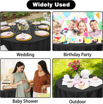 Kopokita 2PCS Black Plastic Tablecloths 54 x 108 Inch, Disposable Table Cloths Rectangle Party Table Covers