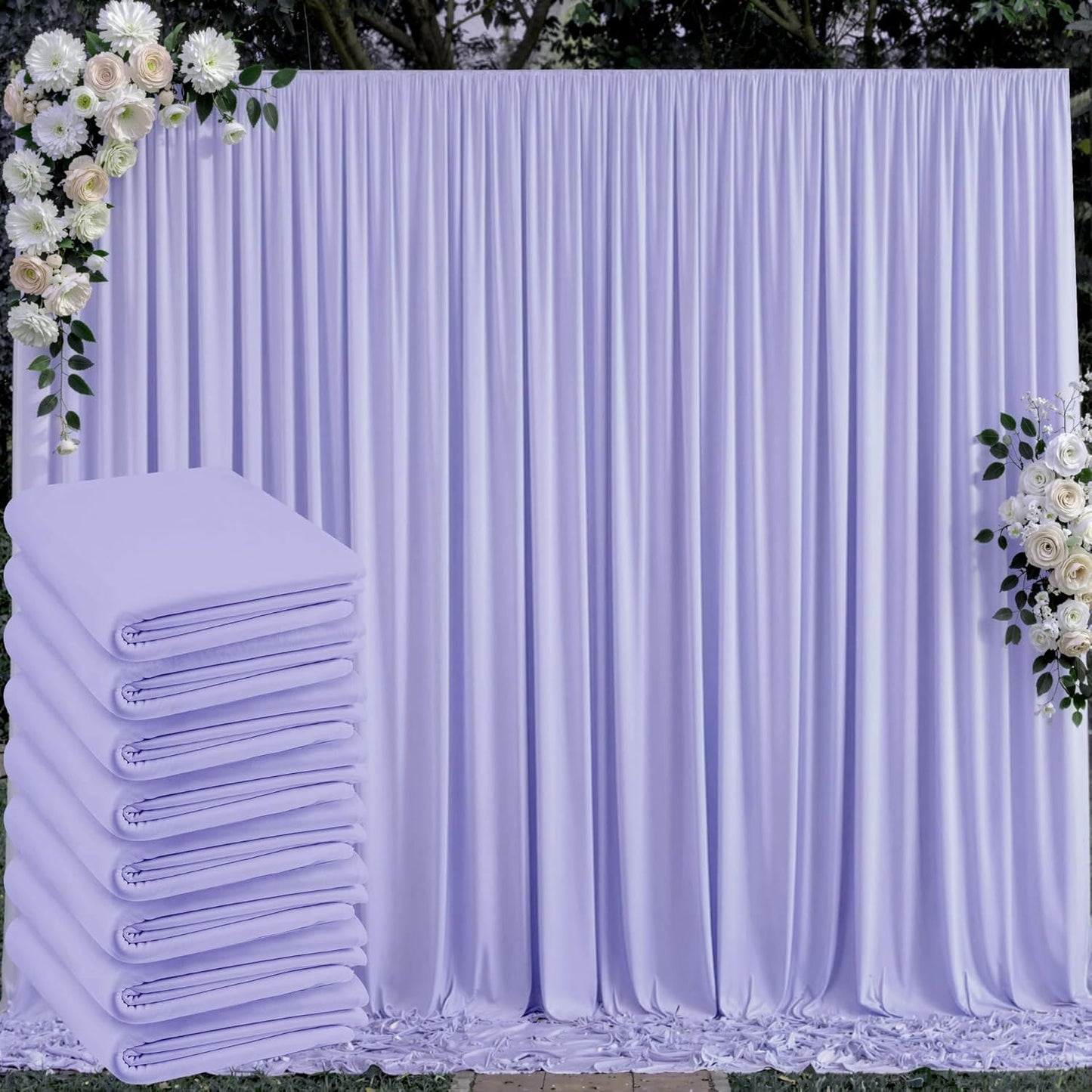 10 ft x 10 ft Wrinkle Free White Backdrop Curtains for Wedding Parties, Polyester Photography Backdrop Drapes for Birthday Parties Stage Backdrop Stand, 2 Panels 5x10FT Background Curtains