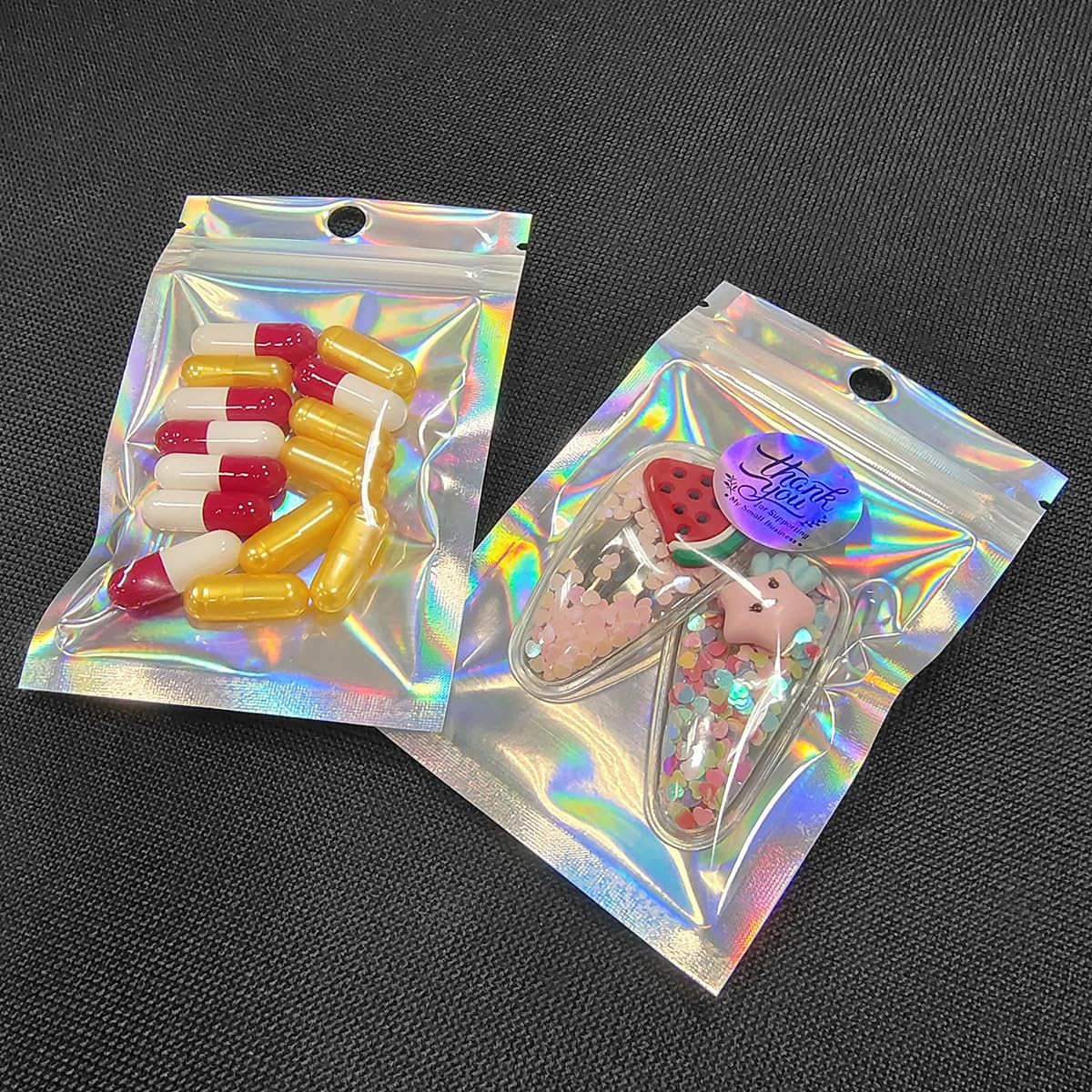 Trunple Smell Proof Bags & Resealable Foil Pouch Mylar Sample Bag Great for Party Favor Food Storage (Holographic Color) (50pcs-6x9 inch)