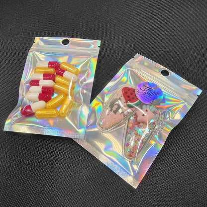 Trunple Smell Proof Bags & Resealable Foil Pouch Mylar Sample Bag Great for Party Favor Food Storage (Holographic Color) (50pcs-6x9 inch)