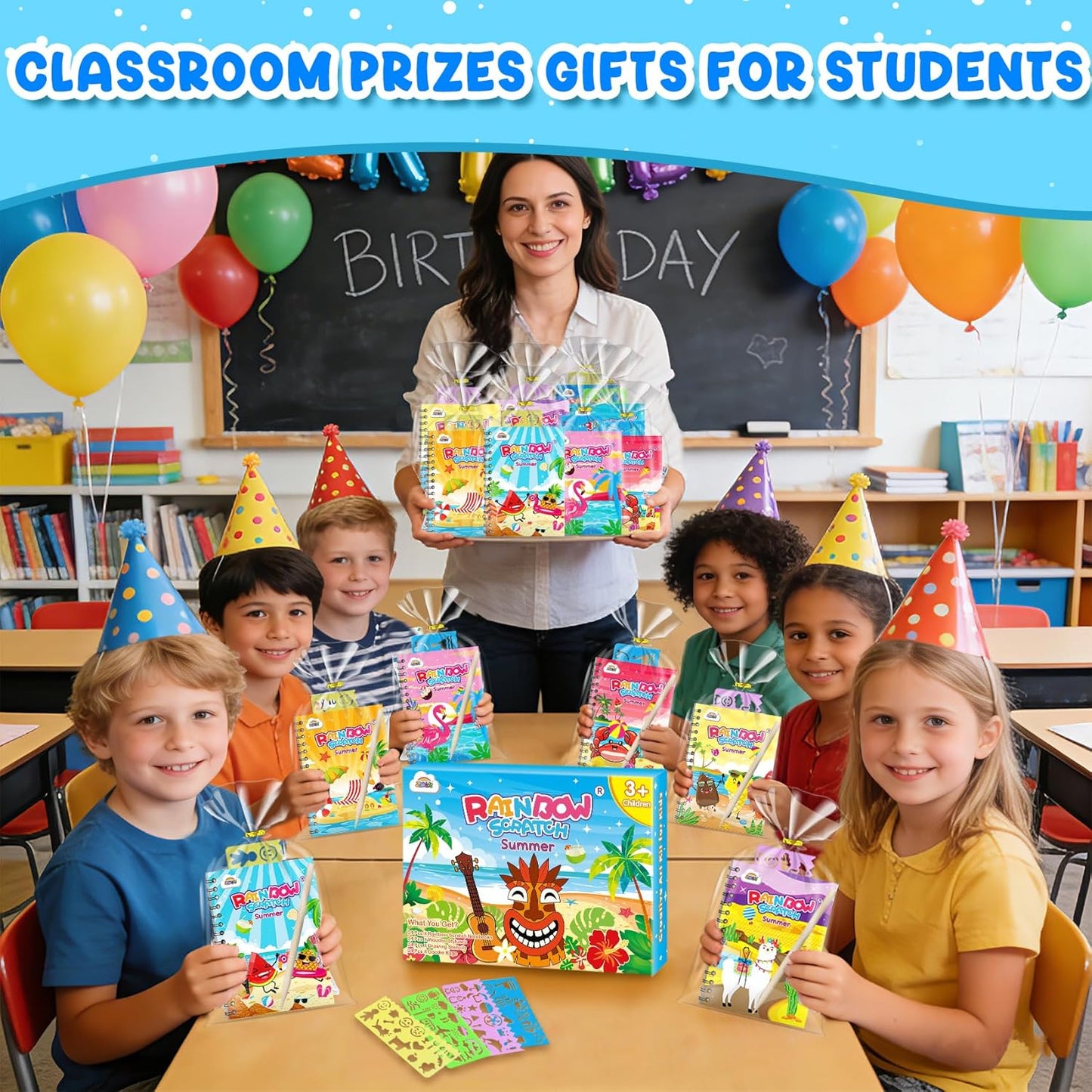 ZMLM 24 Pack Scratch Art Party Favors: Birthday Party Favors for Kids 4-8, Bulk Rainbow Scratch Notebook Paper Pads, Goodie Bags Stuffers Girls Boys Classroom Gifts Crafts Toys