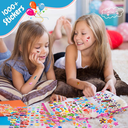 Stickers for Kids 1000+, 3D Puffy Stickers for Kids Toddlers 40 Different Sheets Variety Pack for Scrapbooking, Gifts, Rewards Including Animals, Stars, Fishes, Hearts, Dinosaurs, Cars and More